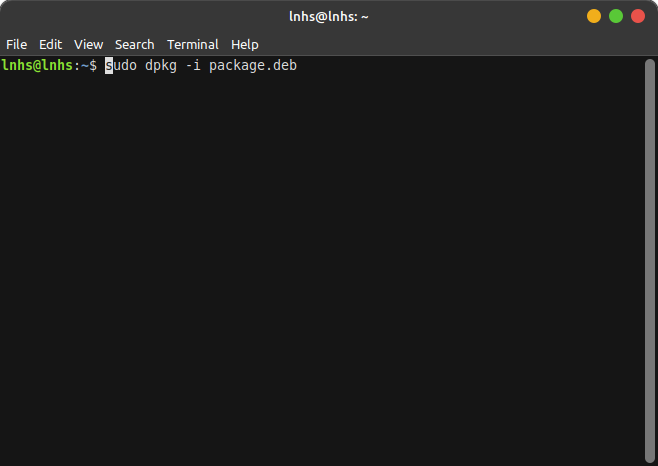 sudo dpkg i package.deb